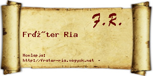 Fráter Ria névjegykártya